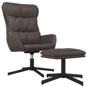 3097607 vidaXL Scaun de relaxare cu taburet, maro, piele ecologică