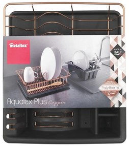 Suport pentru scurs vase Metaltex cu tavă, arămiu