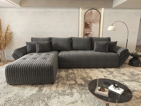 Colțar extensibil dumonde cu ladă de depozitare si sezut confortabil din spuma high-density, Berlin XL Ambience Grey 350x185 cm