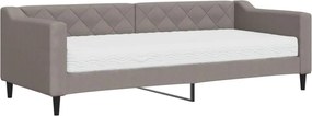 vidaXL Pat de zi cu saltea, gri taupe, 80x200 cm, textil