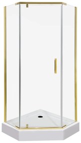 Cabină de duș pătrată Kora 90 Gold cu ușă batantă