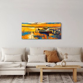 Tablou - Barca la apus de soare (120x50 cm)