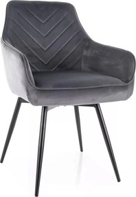 Scaun SERVIO, gri - Bluvel 14, stofa catifelata/metal, 55x58x88 cm