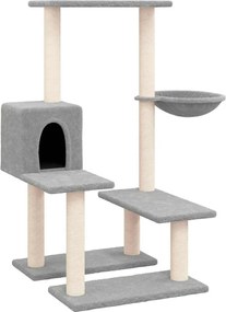 vidaXL Ansamblu pisici, stâlpi din funie sisal, gri deschis, 94,5 cm