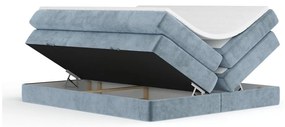 Pat boxspring albastru cu spațiu de depozitare/fără tăblie 180x200 cm Juniper – Maison de Rêve