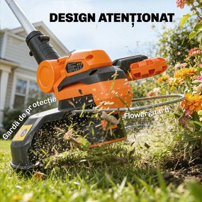 Outsunny Trimmer cu Acumulator 2-în-1, Tăietor de Iarbă 18V cu 2 Baterii de 4Ah, Încărcător, Tija Telescopică, Cap Înclinat, Mâner Reglabil, Tăiere 25cm, 8000 RPM, Ușor pentru Gazon și Grădină | Aosom Romania