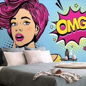 Tapet autoadeziv doamne în stil pop art - OMG!