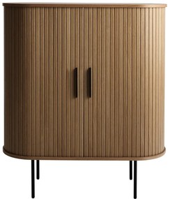 Dulap vinotecă maro cu aspect de lemn de stejar cu ușă glisantă 100x118x40 cm Nola – Unique Furniture