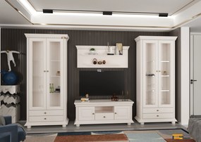 Living Regal Cristal alb, lemn masiv