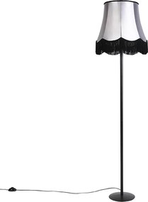 Lampă de podea retro neagră cu abajur Granny negru cu gri 45 cm - Simplo