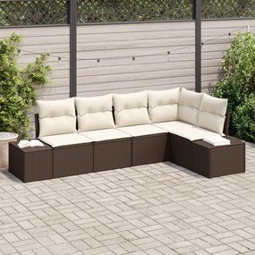 vidaXL Set de canapele pentru grădină 5 pcs Maro Rattan poli