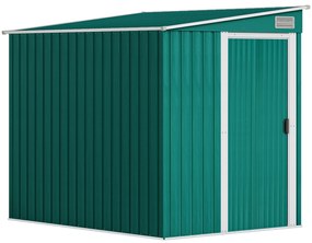 Outsunny Magazie Grădină din Oțel, Ușă Glisantă, pentru Căsuță de Unelte, Căsuță de Grădină, 154x206.5x160/181 cm, Albă | Aosom Romania