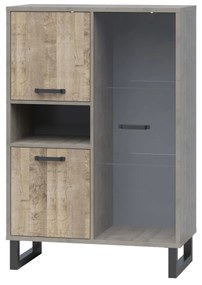 Vitrină Bennie (gri + Stejar nisipiu). 1052758