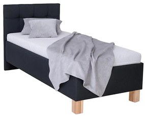 Pat tapițat cu spațiu de depozitare MARIA ONE 90x200 cm, fără saltea, antracit