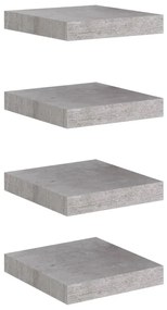 326590 vidaXL Rafturi perete suspendate 4 buc. gri beton 23x23,5x3,8 cm MDF