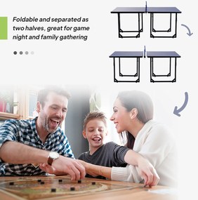 Masa de Ping Pong Pliabila, Multifuncitonala, cu Plasa din Otel si MDF, 182x91x76cm - Albastru HOMCOM | Aosom Romania