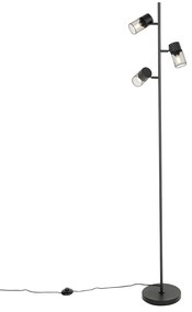 Lampă de podea industrială neagră cu 3 lumini - Jim