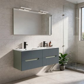 Trent 120 dulap de baie inferior cu chiuvetă ceramică (2 sertare) verde măslin-gri antracit