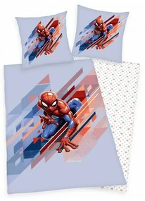 Herding - Lenjerie de pat Spiderman, pentru copii, din bumbac, reversibila, 2 piese, o husa pilota 140/200 cm, o husa perna 70/90 cm
