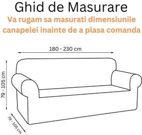 Husa elastica pentru canapea 3 locuri + 1 fata de perna cadou, uni, cu brate, roz, L02
