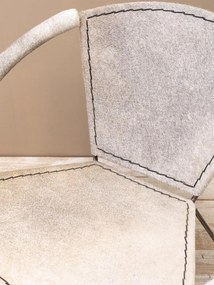 Fotoliu gri din piele de vacă cu structură din metal, „Arceau”