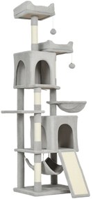 PawHut Arborele pentru Pisici cu Căsuțe, Paturi, Singhii și Mingi, Gri Deschis | Aosom Romania