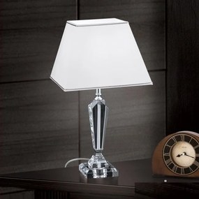 Veioza, lampa de masa design LUX VERONIQUE, crom/ abajur alb