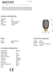Veioza LED design modern Micron negru/auriu