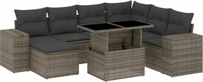 vidaXL Set canapele de grădină cu perne, 8 piese, gri, poliratan