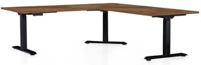 Masă înălțime reglabilă OfficeTech Angle, 180 x 200 cm, picioare negre, stejar silverjack