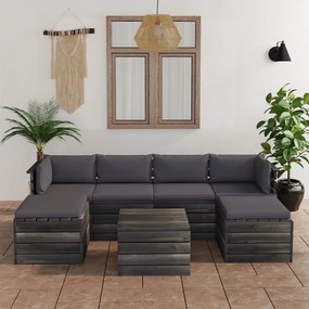 Set mobilier gradina paleti cu perne 7 piese lemn masiv pin Antracit, 7