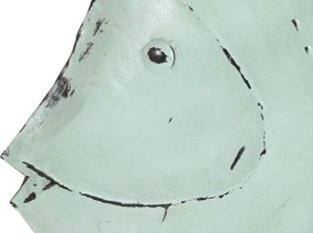 Decorațiune de perete tip pește, stil marin, culoare albastru deschis, din metal, „Ocean Fish”