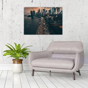 Tablou pe sticlă cu Manhattan (70x50 cm)