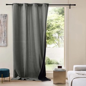 Draperie gri antracit termoizolantă din catifea reiată 140x260 cm Madison – douceur d'intérieur