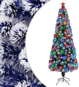 vidaXL Brad Crăciun artificial luminat alb&albastru 240cm fibră optică