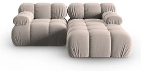 Colțar modular maro deschis cu tapițerie din catifea (cu colț pe partea dreaptă) Bellis – Micadoni