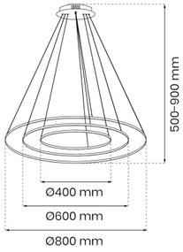 Lustră LED pe cablu HOOP LED/93W/230V d. 80 cm 4000K auriu