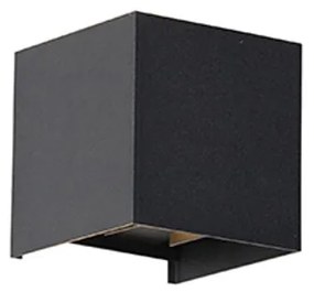 Aplică de perete exterioară neagră cu LED 2 lumini IP54 - Edwin