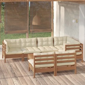 3096451 vidaXL Set mobilier grădină cu perne, 8 piese, maro miere, lemn de pin