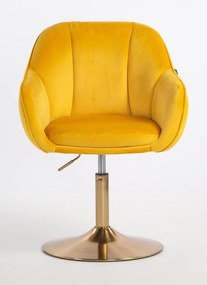 HR2055N Scaun Galbenă din Catifea cu Bază Aurie