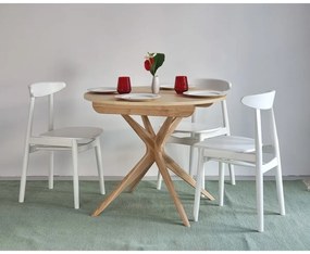 Masă de dining rotundă extensibilă din lemn de frasin cu blat suplimentar ø 90 cm Jubi – Ragaba