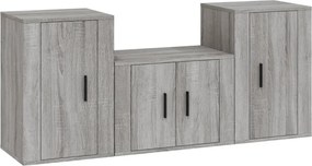 vidaXL Set dulap TV, 3 piese, gri sonoma, lemn prelucrat