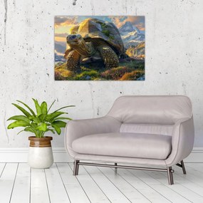 Tablou - Țestoasă și peisaj montan (70x50 cm)