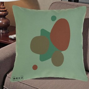 Perna Decorativa Abstract Forme Coral Turcoaz, 40x40 cm, Verde, Husa Detasabila, Perna Inclusa, BEKZ®