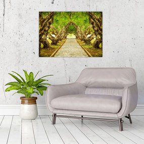 Tablou pe sticlă - Tunel viu din plumeria (70x50 cm)