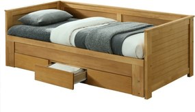 Pat extensibil GORETA 90x200/180x200, stejar, cu somiera si 3 sertare