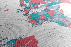 Tablou pe plută harta lumii cu atingere pastelată