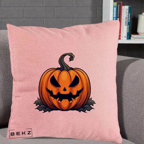 Perna Decorativa Halloween Jack-o'-Lantern Infricosator, 40x40 cm, Roz, Husa Detasabila, Perna Inclusa, BEKZ®