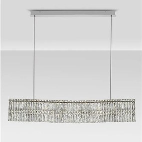 Lustra suspendata LED crom, cristale sticla NUVIA 120cm