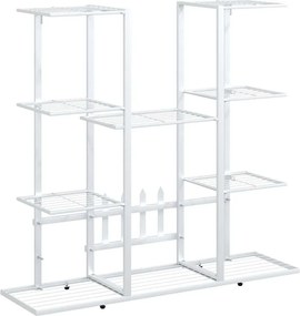 vidaXL Suport pentru flori, 94,5x25x89 cm, alb, fier